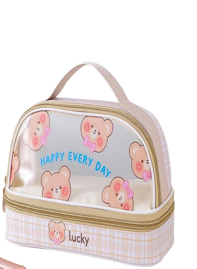 ZQBIEE Transparent Kids’ Pencil Pouch Cute, Durable, Lightweight, Spacious, School and Travel Use Soft Pencil Pouch for Boys & Girls (Brown) - Image 1