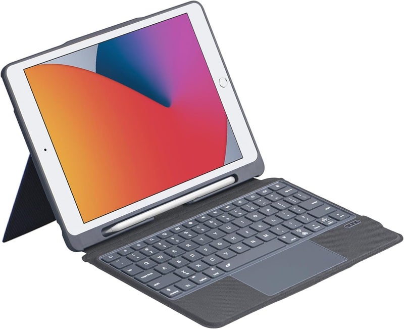 QUARK for iPad 9th Generation Case with Keyboard MultiTouch Trackpad 7Color Backlight Detachable Magnetic Keyboard with Pencil Holder for iPad 9th8th7th Gen 102inch Black Grey - Image 2