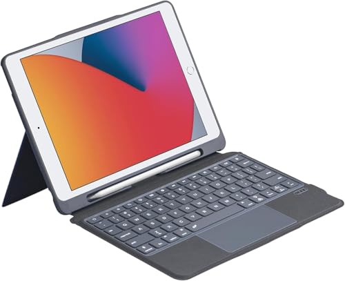 QUARK for iPad 9th Generation Case with Keyboard MultiTouch Trackpad 7Color Backlight Detachable Magnetic Keyboard with Pencil Holder for iPad 9th8th7th Gen 102inch Black Grey - Image 1