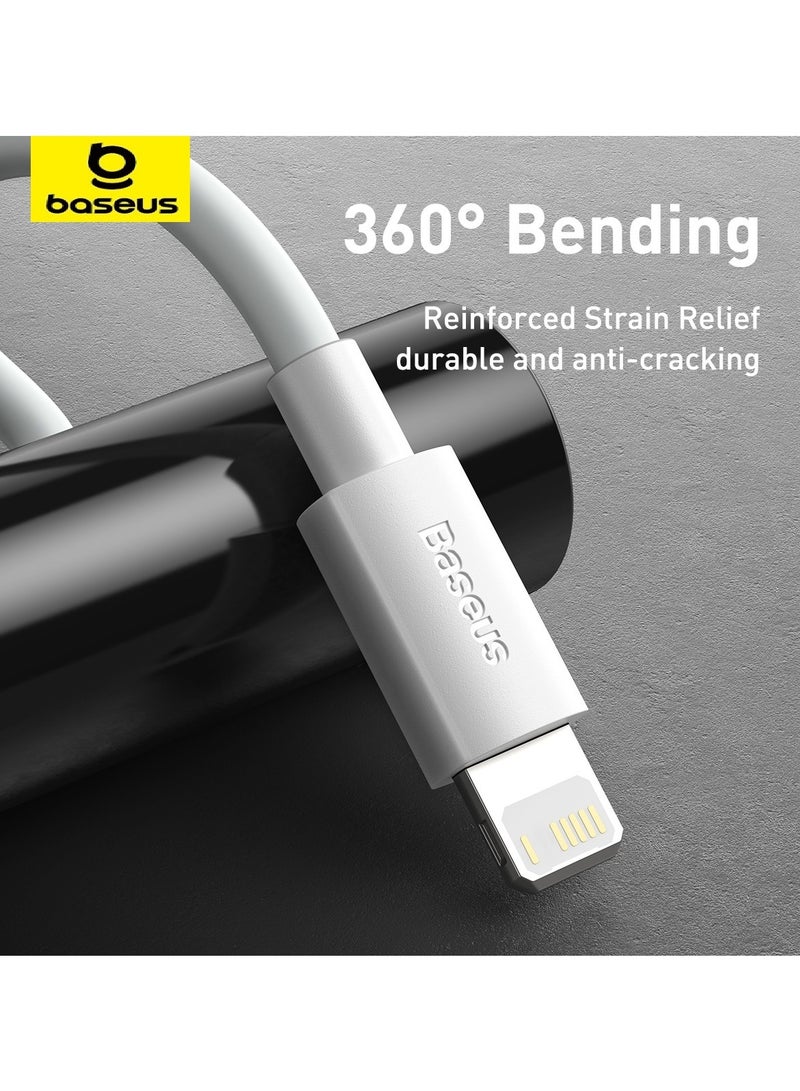 بيسوس كابل آيفون 2-pack USB-A إلى Lightning 2.4A للشحن السريع ومزامنة البيانات بطول 1.5م | تصميم متين خالي من التشابك مع حماية شريحة ذكية | متوافق مع آيفون 14، 14 برو، 14 برو ماكس، 13، 13 برو، 13 ميني، 12، 12 ميني، 11، XS، XR، X، 8، 7، آيباد، آيبود | مجموعة كابلات مزدوجة مع حزام فيلكرو للاستخدام في المنزل، المكتب، والسفر – أبيض - Image 5
