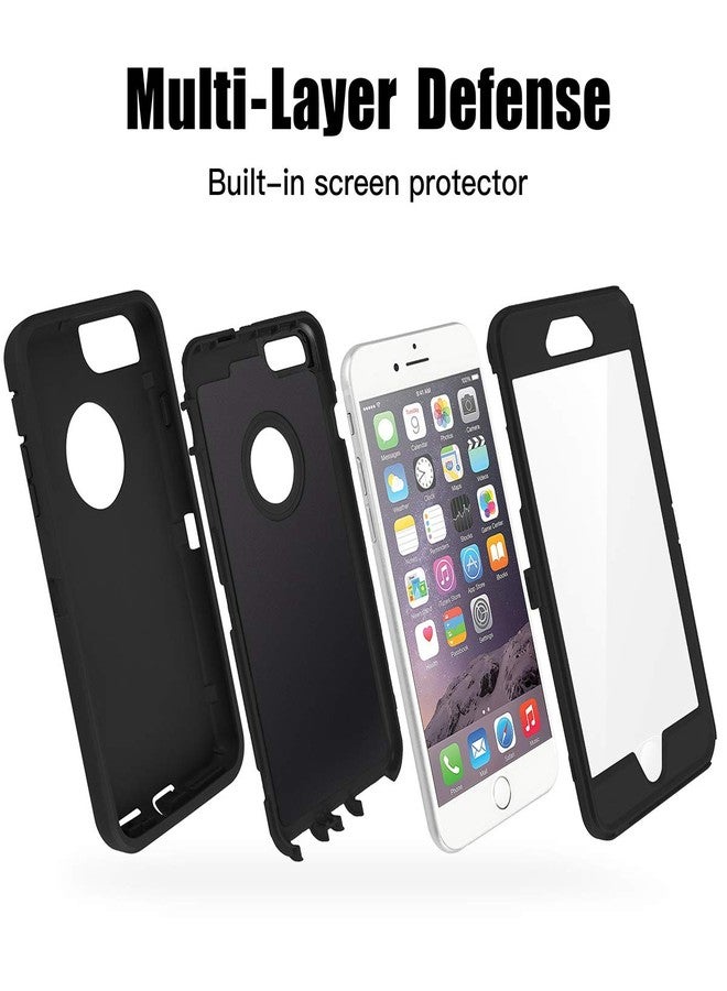 ايه اي كيس واقي شاشة مدمج من Ai-case، غطاء متين 4 في 1 مقاوم للصدمات مع مسند لهاتف iPhone 6/6S Plus - أسود - Image 4
