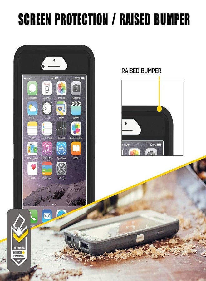 ايه اي كيس واقي شاشة مدمج من Ai-case، غطاء متين 4 في 1 مقاوم للصدمات مع مسند لهاتف iPhone 6/6S Plus - أسود - Image 5