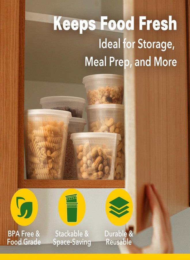 Boxential 32 oz Deli Containers with Lids [24 Set] - BPA-Free Plastic Food Containers, Freezer & Microwave Safe, Stackable Meal Prep & Soup Storage Containers, Ideal for Takeout & Kitchen Use - Image 3