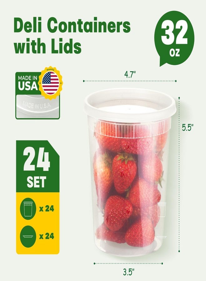 Boxential 32 oz Deli Containers with Lids [24 Set] - BPA-Free Plastic Food Containers, Freezer & Microwave Safe, Stackable Meal Prep & Soup Storage Containers, Ideal for Takeout & Kitchen Use - Image 2