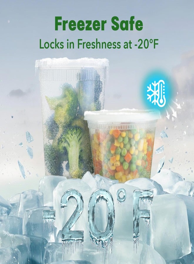 Boxential 32 oz Deli Containers with Lids [24 Set] - BPA-Free Plastic Food Containers, Freezer & Microwave Safe, Stackable Meal Prep & Soup Storage Containers, Ideal for Takeout & Kitchen Use - Image 5