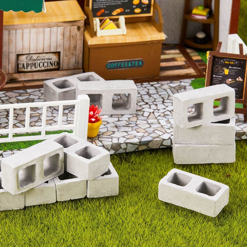 Civaner 50 Packs Miniature 1/12 Scale Mini Bricks Concrete Tiny Dollhouse Accessories for Christmas Kitchen Garden Landscaping Model Architect Buildings DIY Construction Office Desk Toys Supplies - Image 3