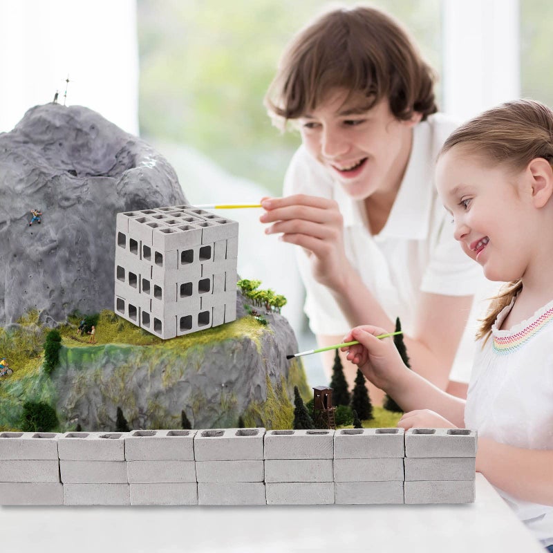 Civaner 50 Packs Miniature 1/12 Scale Mini Bricks Concrete Tiny Dollhouse Accessories for Christmas Kitchen Garden Landscaping Model Architect Buildings DIY Construction Office Desk Toys Supplies - Image 5