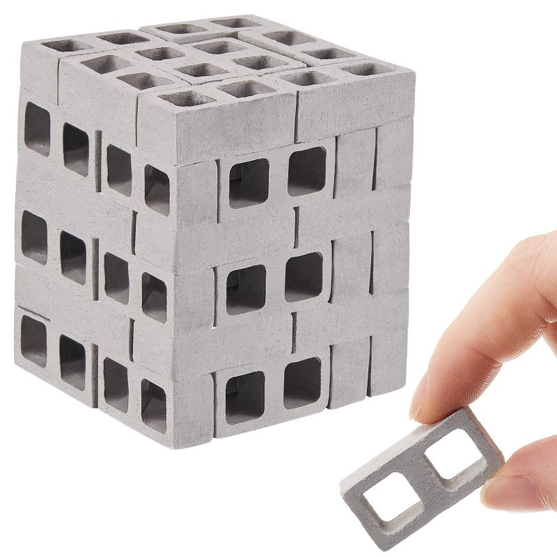Civaner 50 Packs Miniature 1/12 Scale Mini Bricks Concrete Tiny Dollhouse Accessories for Christmas Kitchen Garden Landscaping Model Architect Buildings DIY Construction Office Desk Toys Supplies - Image 1
