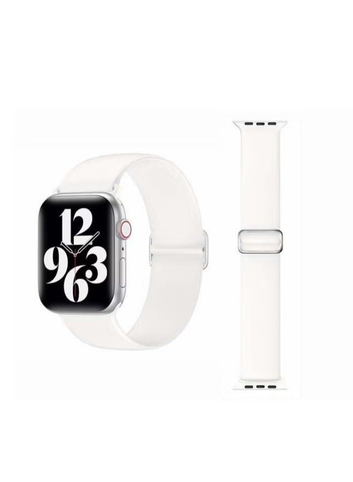 vesus Adjustable Silicone Solo Loop Band for Apple Watch Series 1/2/3/4/5/6/SE 44/42mm White