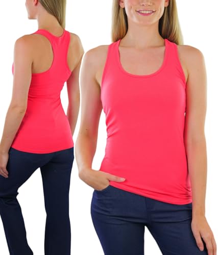 ToBeInStyle Women's Racerback Solid Print Tank Top - Vivid Coral - Small - Image 1