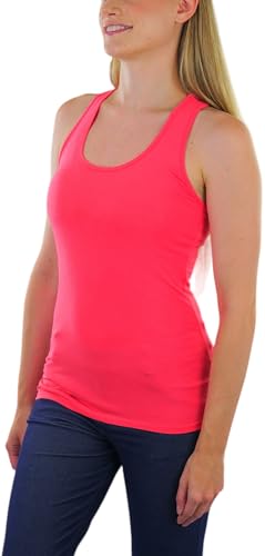 ToBeInStyle Women's Racerback Solid Print Tank Top - Vivid Coral - Small - Image 3
