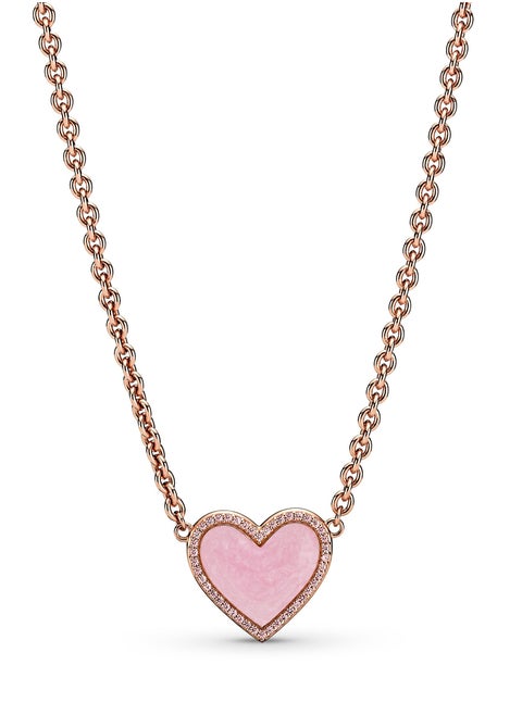 Pandora Pink Swirl Heart Collier Necklace