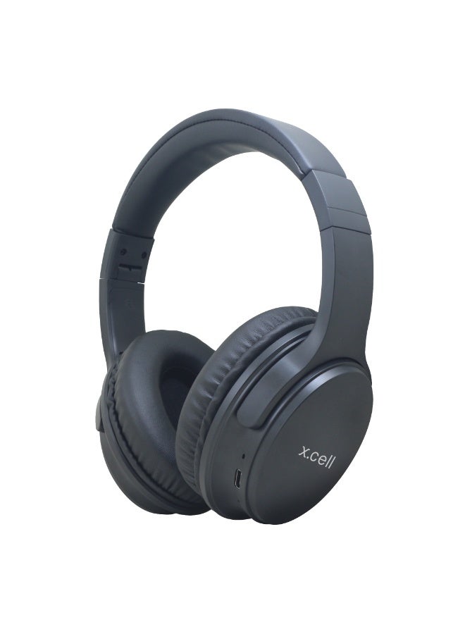 Xcell HS315 Active Noise Cancelling Bluetooth Headphones | Wireless Over-Ear Headset with 20-22 dB ANC | 40mm Deep Bass | 20H Playtime | Type-C Charging | AUX Mode | Built-in Mic | Foldable- Black - Image 1