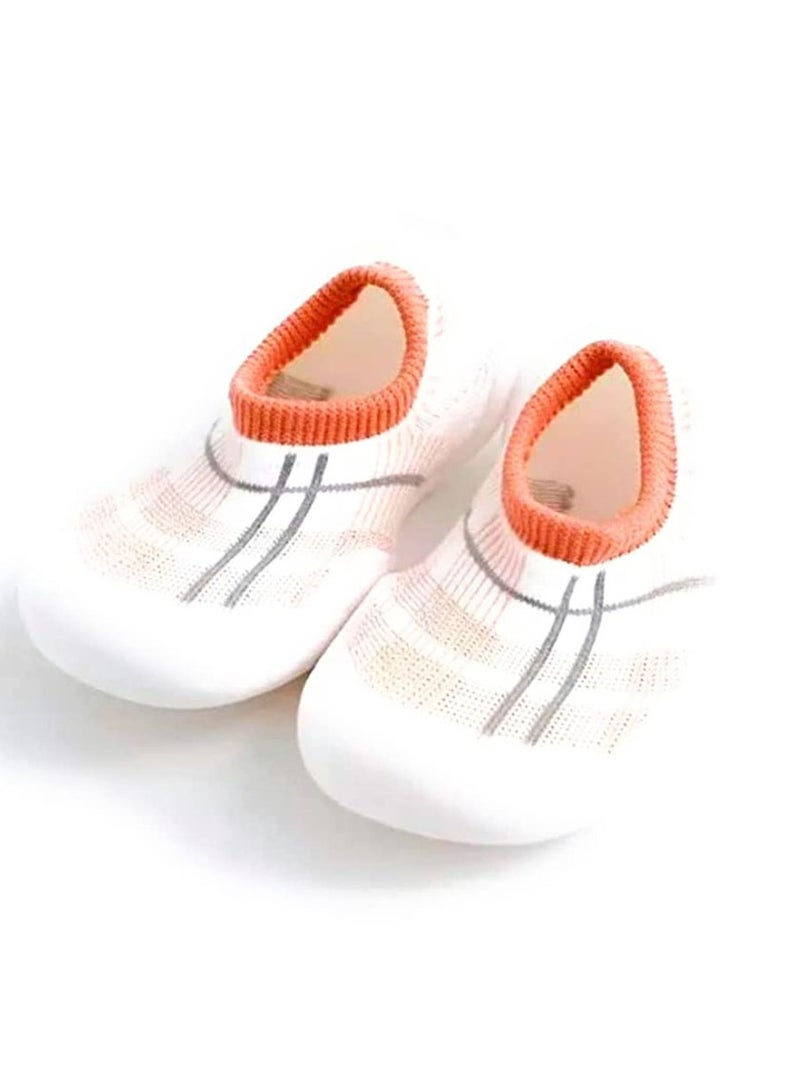 S SYMEFER Baby Sock Shoes with anti slip rubber First-Walking Shoes for Boy and Girls, Lightweight Bthable Cotton Indoor So Shoes for Baby Little Girls Boys, Pink-XL - Image 1