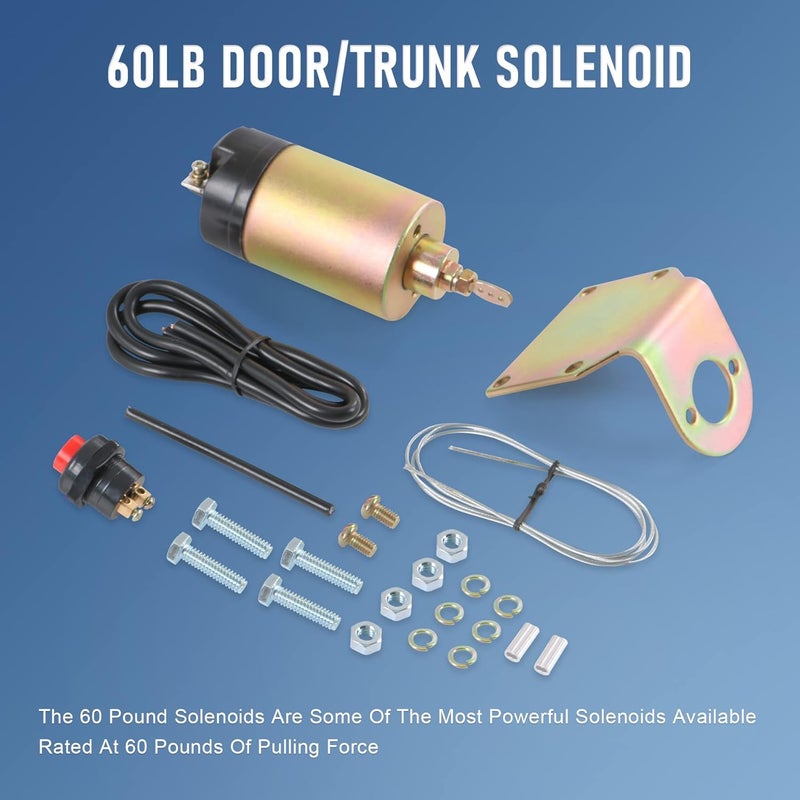 JDMSPEED 60 Pound Shaved Door Handle Trunk Solenoid Popper Kit Street Rod Design to Pop Open The Toughest Doors, Hoods and Trunks 60lb - Image 2