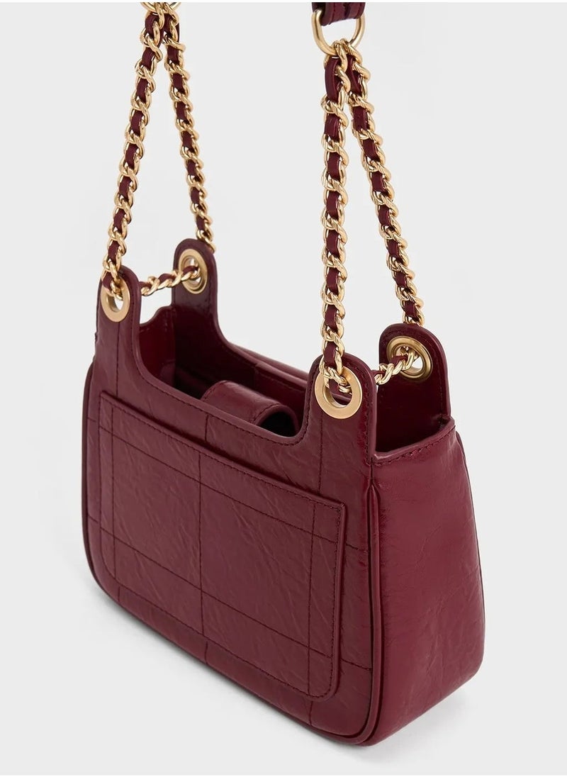 Charles & Keith Charles & Keith Suki Crinkle Effect Padlock Shoulder Bag Handbag Crossbody  - Image 2
