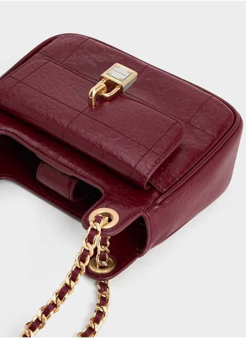 Charles & Keith Charles & Keith Suki Crinkle Effect Padlock Shoulder Bag Handbag Crossbody  - Image 3
