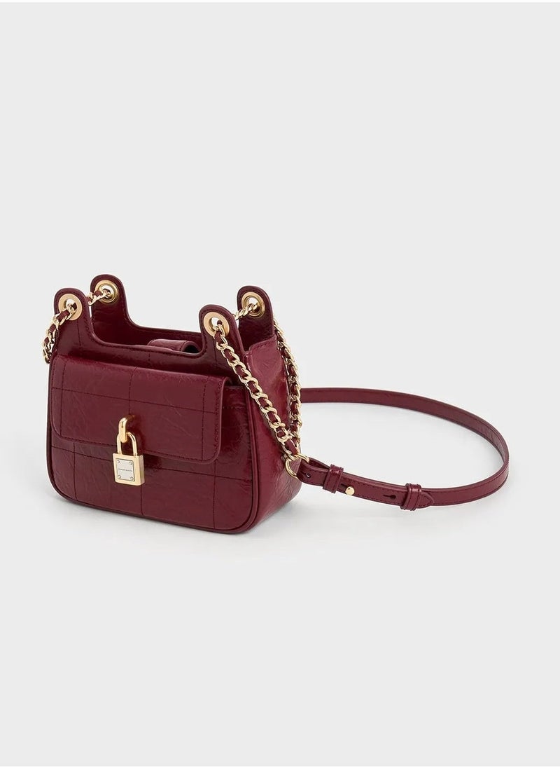 Charles & Keith Charles & Keith Suki Crinkle Effect Padlock Shoulder Bag Handbag Crossbody  - Image 5