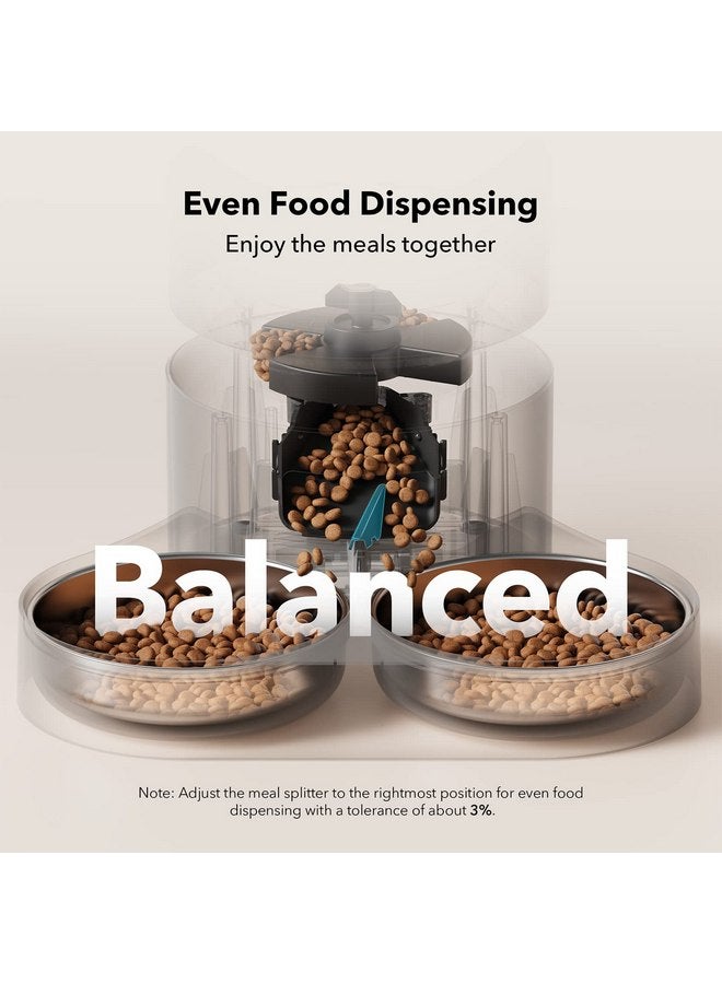 PETLIBRO Automatic Cat Food Dispenser for Two Cats 5L Auto Cat Feeder Dry Food Dispenser with Splitter & 2 Stainless Bowls, 10s Meal Call and Timer Setting 50 Portions 6 Meals Per Day for Cat and Dog - Image 4