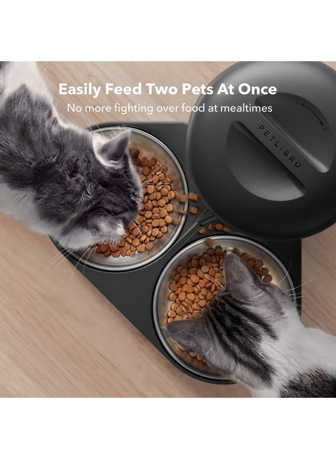 PETLIBRO Automatic Cat Food Dispenser for Two Cats 5L Auto Cat Feeder Dry Food Dispenser with Splitter & 2 Stainless Bowls, 10s Meal Call and Timer Setting 50 Portions 6 Meals Per Day for Cat and Dog - Image 2