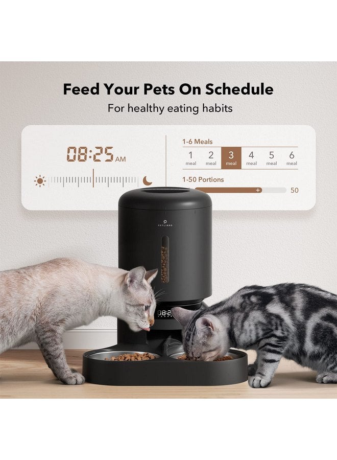 PETLIBRO Automatic Cat Food Dispenser for Two Cats 5L Auto Cat Feeder Dry Food Dispenser with Splitter & 2 Stainless Bowls, 10s Meal Call and Timer Setting 50 Portions 6 Meals Per Day for Cat and Dog - Image 3
