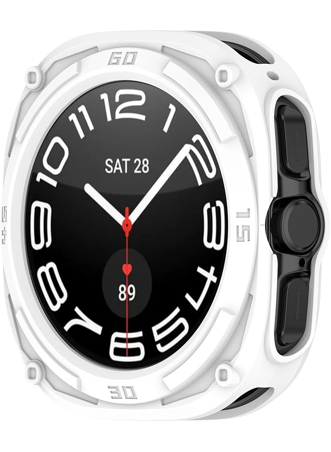 Dado Armor Style Case Protector Compatible With Samsung Galaxy Watch Ultra 47Mm Tpu Half Case Cover White - Image 2