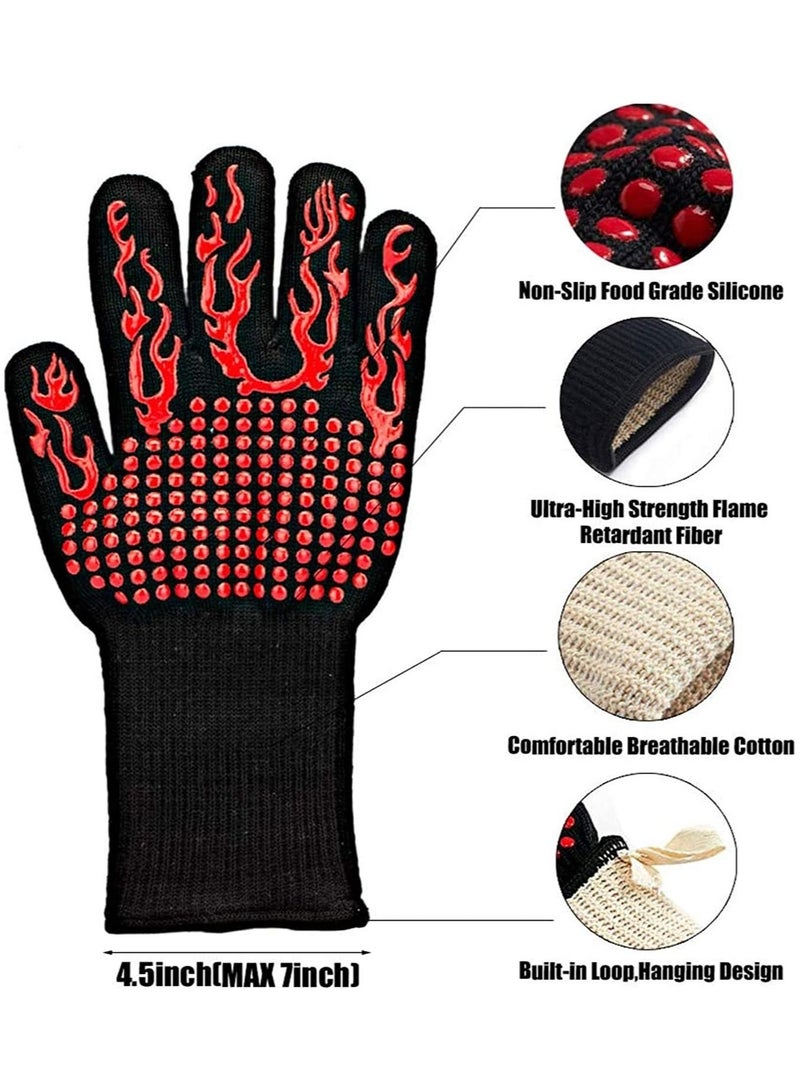 Generic BBQ Gloves,1472℉(800℃) Extreme Heat Resistant Grill Gloves,14 inch Ultra-Long Wrist Cooking Gloves for Barbecue,Cooking,Silicone Non-Slip Cooking Gloves 1 Pair  - Image 3