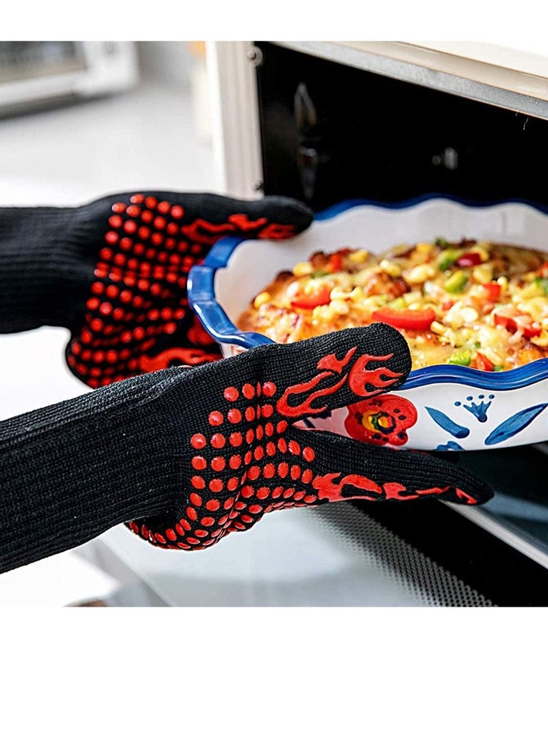 Generic BBQ Gloves,1472℉(800℃) Extreme Heat Resistant Grill Gloves,14 inch Ultra-Long Wrist Cooking Gloves for Barbecue,Cooking,Silicone Non-Slip Cooking Gloves 1 Pair  - Image 2