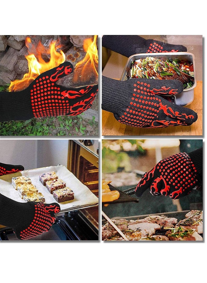 Generic BBQ Gloves,1472℉(800℃) Extreme Heat Resistant Grill Gloves,14 inch Ultra-Long Wrist Cooking Gloves for Barbecue,Cooking,Silicone Non-Slip Cooking Gloves 1 Pair  - Image 4
