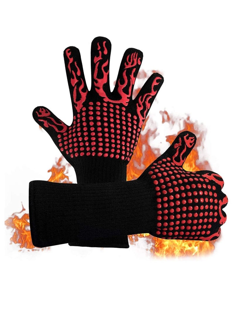 Generic BBQ Gloves,1472℉(800℃) Extreme Heat Resistant Grill Gloves,14 inch Ultra-Long Wrist Cooking Gloves for Barbecue,Cooking,Silicone Non-Slip Cooking Gloves 1 Pair  - Image 1