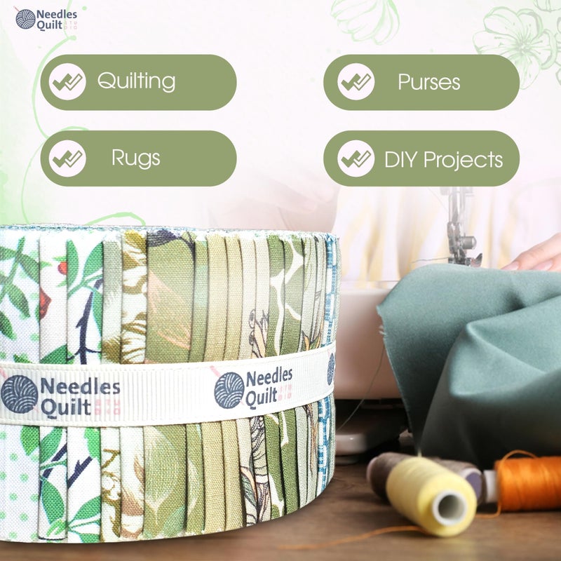 NEEDLES QUILT STUDIO Jelly Roll Fabrics for Quilting Clearance 40 Strip 2.5" x 44" | Cotton Strips Bundles â€“ Perfect Quilting Fabric for Sewing, Precut Quilt Projects, and DIY Crafts (Summer Forest) - Image 5