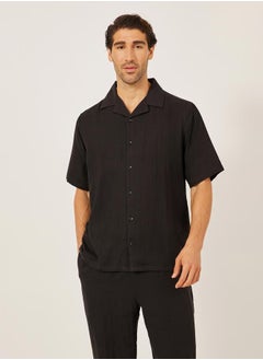 Styli Solid Resort Collar Relaxed Fit Shirt and Trousers Co-Ords  - Image 2