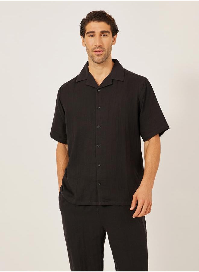 Styli Solid Resort Collar Relaxed Fit Shirt and Trousers Co-Ords  - Image 2