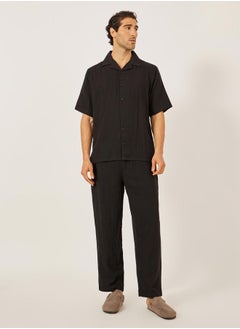Styli Solid Resort Collar Relaxed Fit Shirt and Trousers Co-Ords  - Image 1