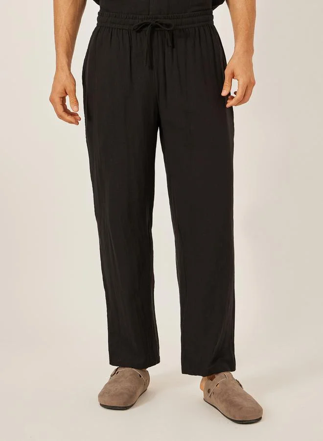Styli Solid Resort Collar Relaxed Fit Shirt and Trousers Co-Ords