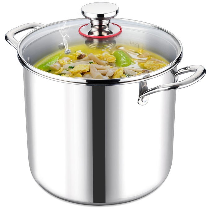 10 QUART POT WITH LID 10QT TRIPLY HEAVY DUTY STOCK POT 1810 STAINLESS STEEL STOCKPOT CANNING PASTA COOKING STOCKPOT FOR INDUCTION GASELECTRIC COOKTOPS VISIBLE LID