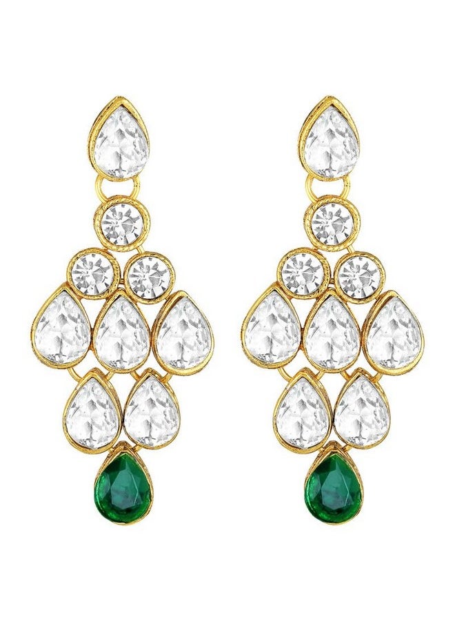 Aheli - Exquisite Wedding Party Wear Faux Kundan Studded Necklace With Maang Tikka Set Indian Ethnic Traditional Jewellery For Women (Green) - Image 1