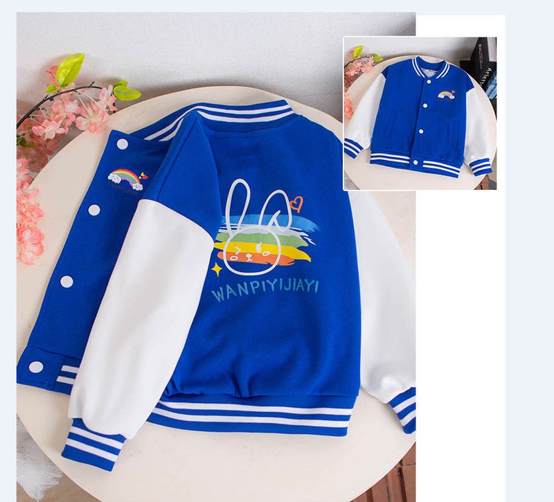Girls Baseball Suit Jacket Spring Children'S Western Style Korean Style Fashionable Cardigan Jacket Top - Image 1