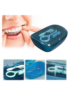 Captaintech 2-Tier Retainer Box Container, Partial Mouth Guard Container Case Denture Box Orthodontic Denture Storage Boxes Navy  - Image 1