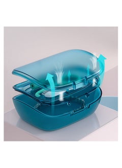 Captaintech 2-Tier Retainer Box Container, Partial Mouth Guard Container Case Denture Box Orthodontic Denture Storage Boxes Navy  - Image 2