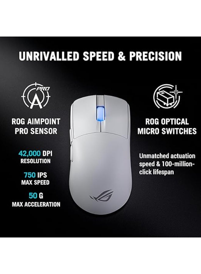 ASUS ROG Harpe II Ace Wireless Esports Gaming Mouse – 2025, Pro-Tested, Right-Handed, 48g Lightweight, Tri-Mode Connectivity, 42K DPI, 8K Polling, 101Hr Battery, Web-Based Tool, PC/Mac Support - White - Image 5