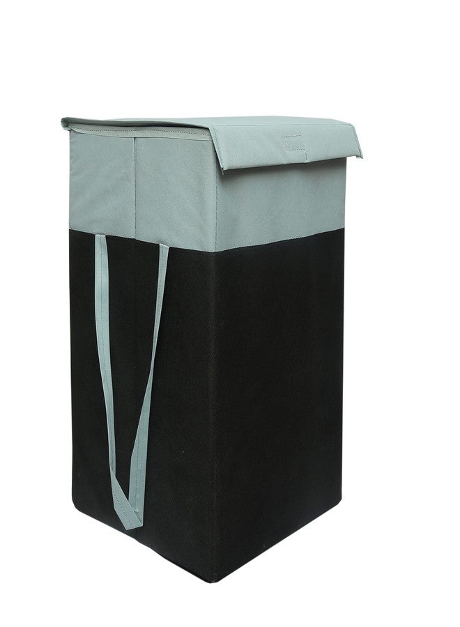 ABBASI Large Laundry Bag 75L Durable and Collapsible Foldable Laundry Basket with Lid Storage Bag with Side Handles (Pack of 1, Grey & Black)(Cardboard) - Image 1