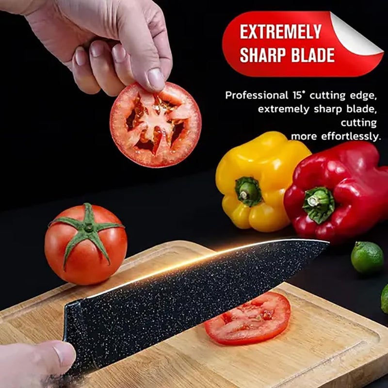 pepplo Ultra Sharp Stainless Steel Knife NonStick Kitchen Knife Chef Knife For Cutting Vegetable Meat And Fruit Chopper Knife Multipurpose Slicer Kitchen Tool Anti Slip Handle Black Red 1 Piece - Image 5