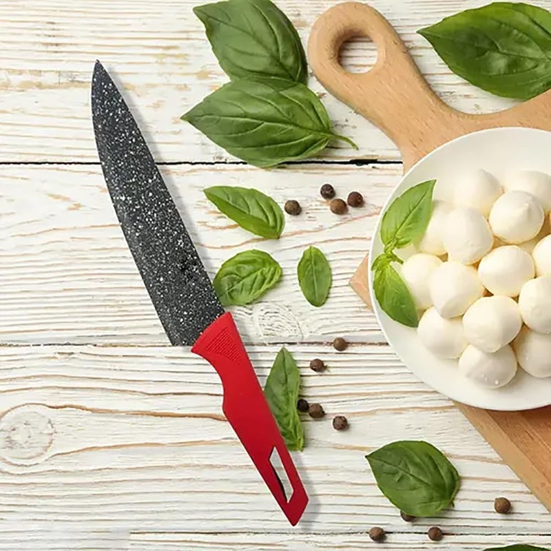 pepplo Ultra Sharp Stainless Steel Knife NonStick Kitchen Knife Chef Knife For Cutting Vegetable Meat And Fruit Chopper Knife Multipurpose Slicer Kitchen Tool Anti Slip Handle Black Red 1 Piece - Image 3