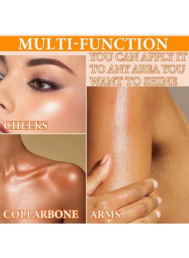 SADOER Body Highlighter Oil, Shimmer Body Oil Bronze Gold Bronze Face Brighten Glow Pearl Highlighter Illuminator Body Makeup Shine Glitter Gold Liquid Taning (Red Brown, 85ML) - Image 5