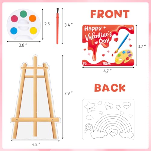 Golden Associate Valentines Day Cards Easel Cardboard for Kids School 24 Pcs, Mini Watercolor Paint Sets, Classroom Exchange Valentines Gifts Party Favors for Boys Girls - Image 4
