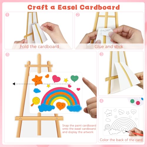 Golden Associate Valentines Day Cards Easel Cardboard for Kids School 24 Pcs, Mini Watercolor Paint Sets, Classroom Exchange Valentines Gifts Party Favors for Boys Girls - Image 2