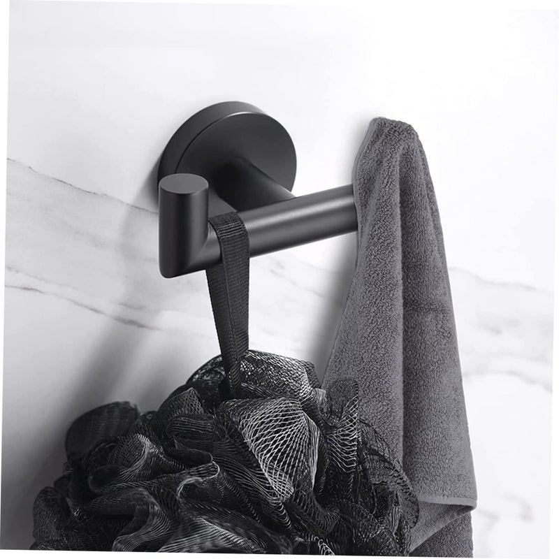 Heavy Duty Double Towel Hook Stainless Steel Wall Mounted Bathroom Holder Black Finish - Image 5