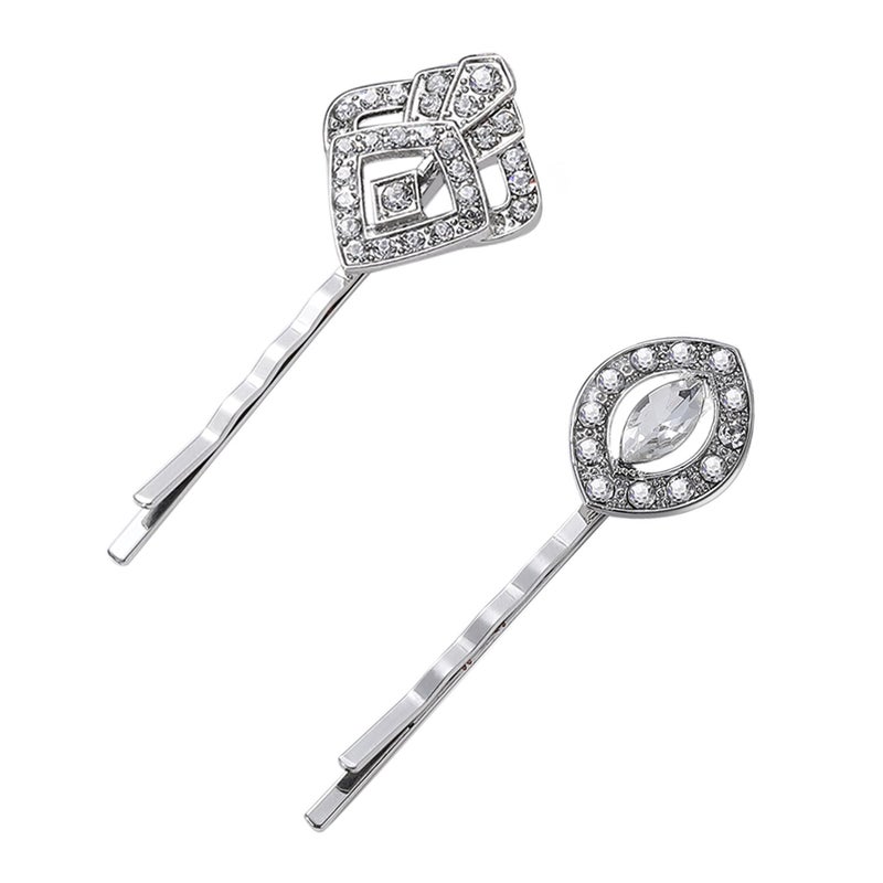 BABEYOND Vintage Hair Pins Clips for Women 1920s Crystal Rhinestone Feather Hair Pins Great Gatsby Hair Piece ASilver