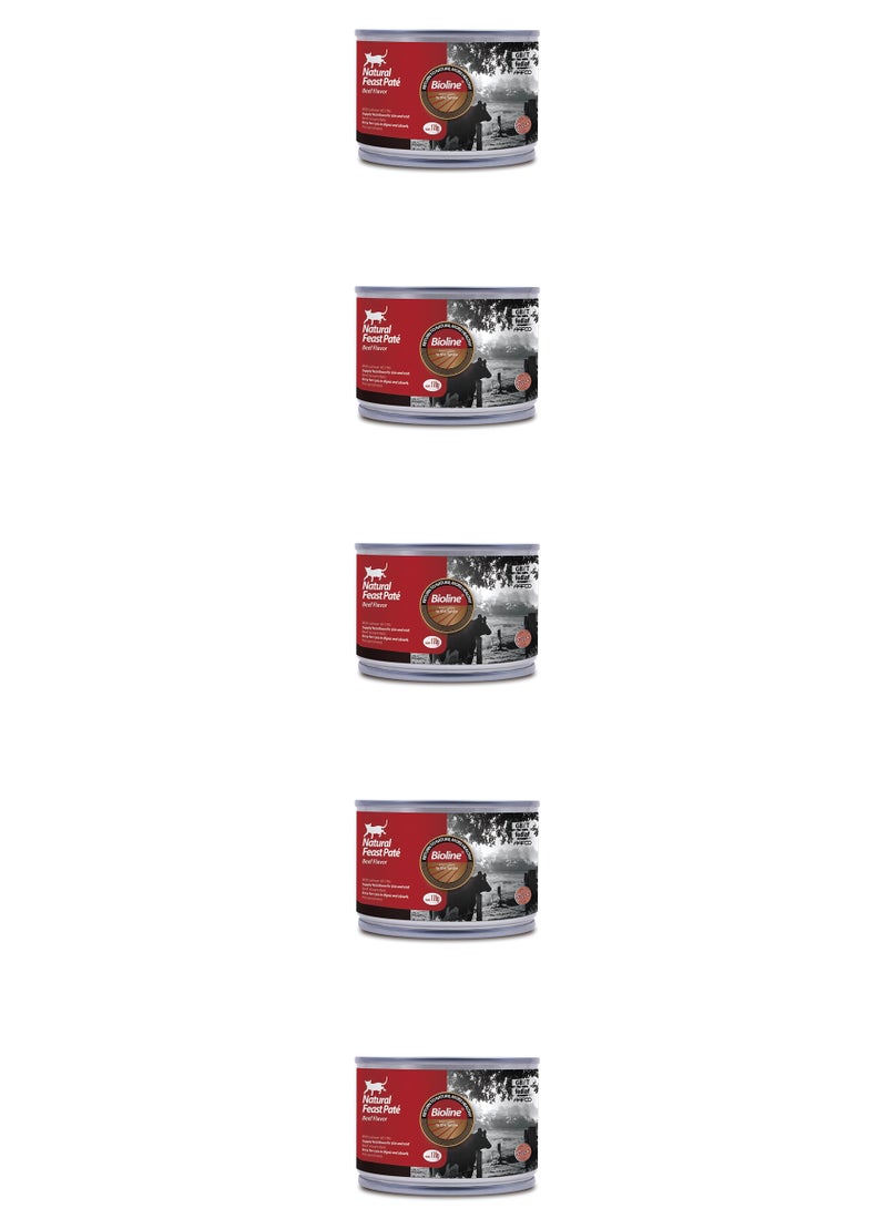 بايولاين باتيه بيولاين ناتشورال فيست للقطط بنكهة لحم البقر، علبة 170 جم × 5 قطع - Image 1